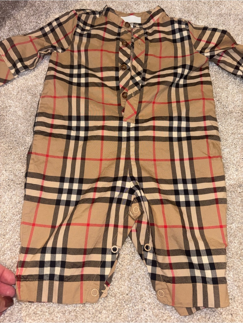 Burberry Tan Check Kids Romper - size 6M